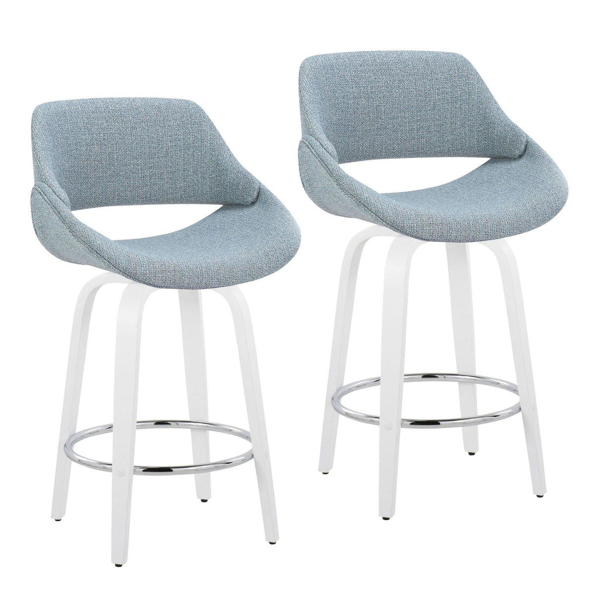 Cinch - Contemporary Fixed-Height Swivel Counter Stool (Set of 2) - White Wood And Chrome
