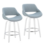 Cinch - Contemporary Fixed-Height Swivel Counter Stool (Set of 2) - White Wood And Chrome