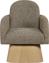 Marlowe - Linen Textured Fabric Upholstered Swivel Accent Chair - Stained Natural