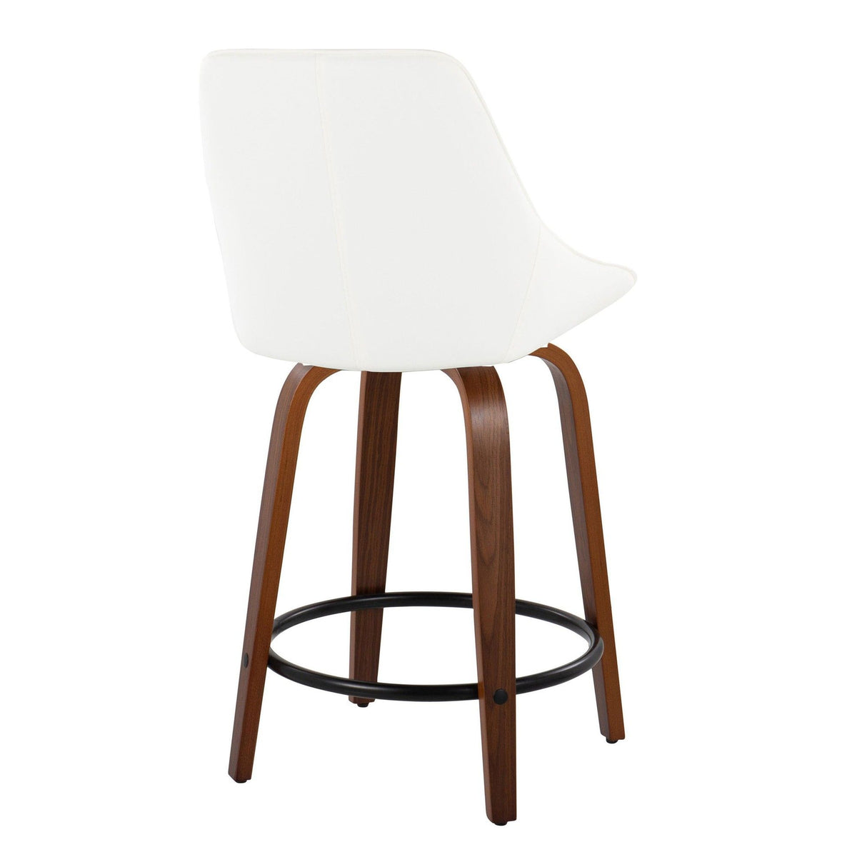 Diana - 24" Fixed-Height Counter Stool With Swivel And Round Black Metal Footrest (Set of 2) - Walnut Wood