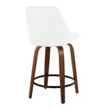 Diana - 24" Fixed-Height Counter Stool With Swivel And Round Black Metal Footrest (Set of 2) - Walnut Wood