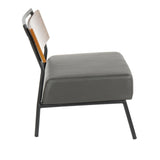 Fiji - Contemporary Accent Chair - Gray Faux Leather With Walnut Wood Accent