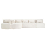 Upholstered Sofa Free Combined Sofa Couch With 2 Chaise Lounge And Five Back Pillows For Living Room