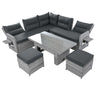 Outdoor Furniture Set Patio Rattan Furniture Set With Adjustable Table, Recliners With Extendable Side Tables And 2 Ottomans