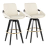 Cosmo - Fixed-Height Barstool (Set of 2) - Black Wood Base, Gold Footrest