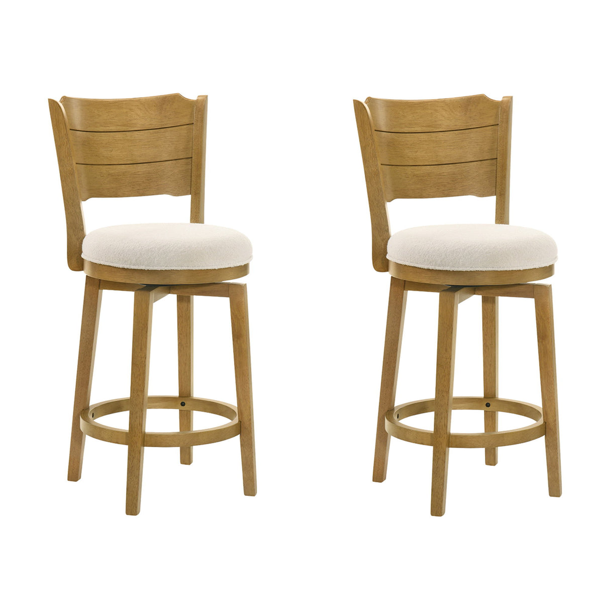 Winsley - Coastal Modern Swivel Wood Counter Height Kitchen Bar Stool