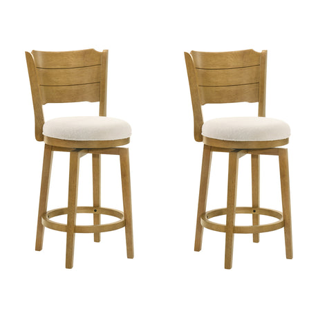 Winsley - Coastal Modern Swivel Wood Counter Height Kitchen Bar Stool