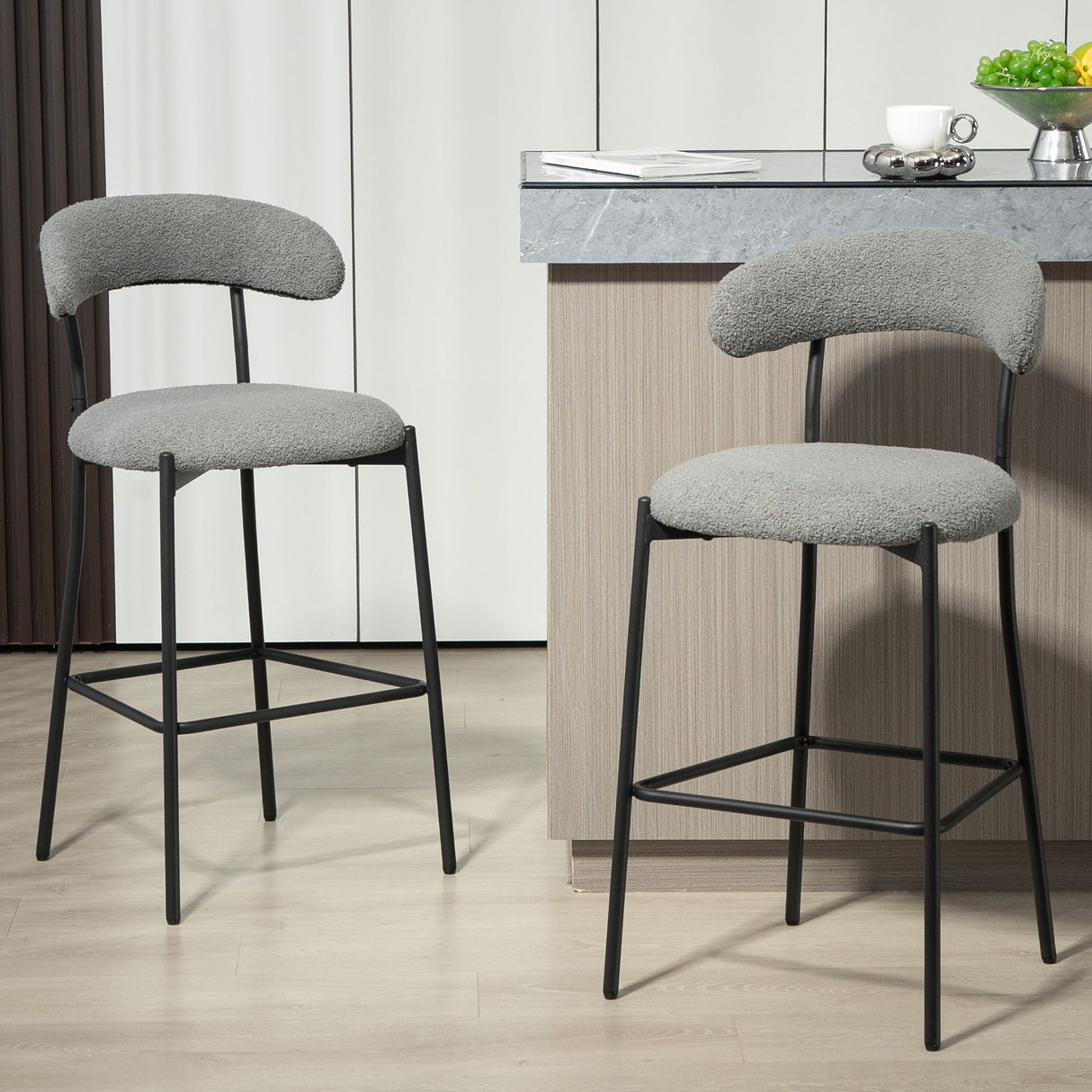 Counter Height Bar Stools With Powder Coating Base And Footrest