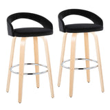 Grotto - Upholstered Fixed-Height Barstool (Set of 2) - Natural Wood