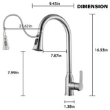 Stainless Steel High Arc Kitchen Faucet With Pull Down Sprayer - Brushed Nickel