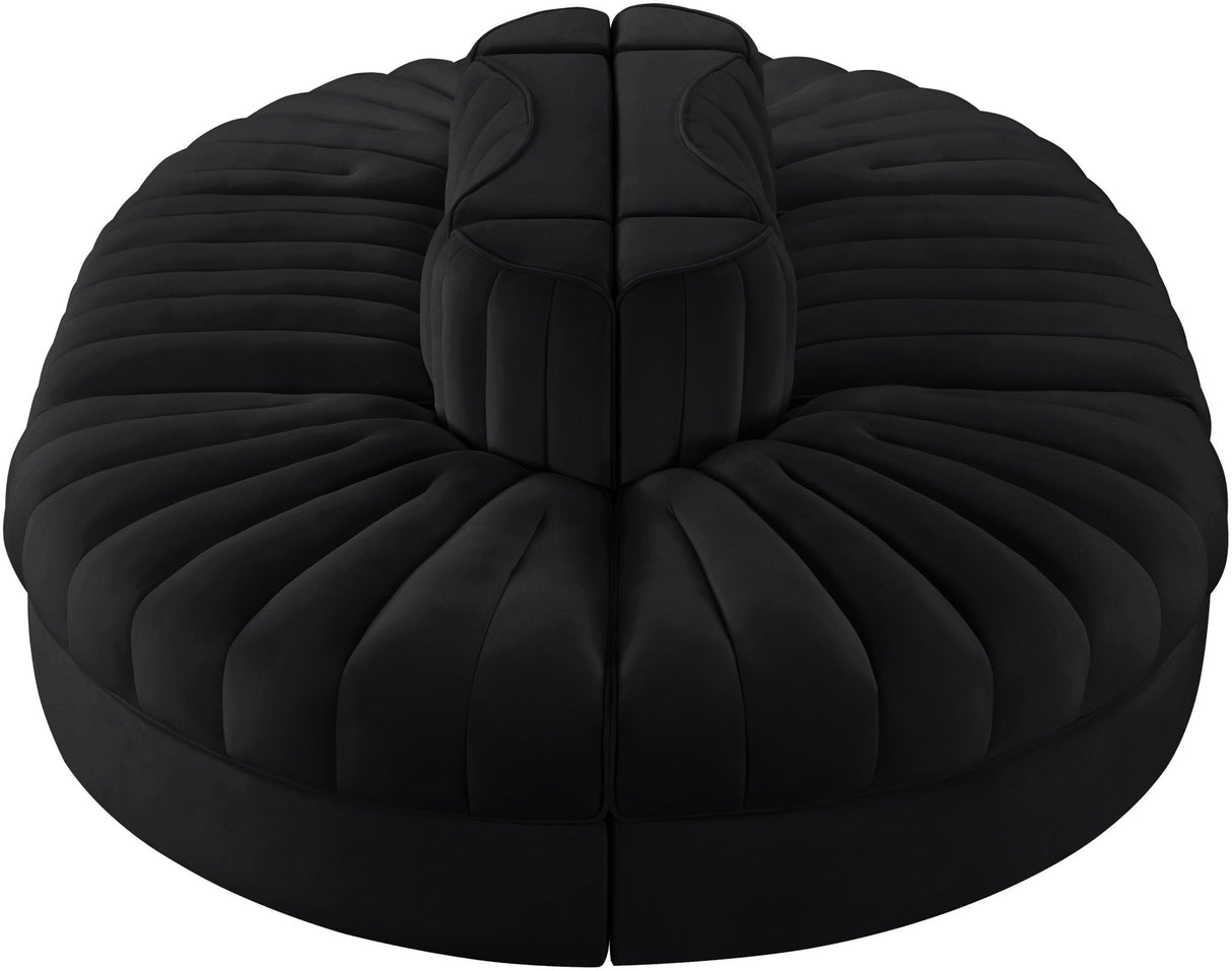 Rummi - Oval Velvet Performance Fabric Upholstered 6 Piece Modular Sectional
