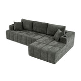 L - Shaped Sectional Sofa With Cup Holders & Side Pockets