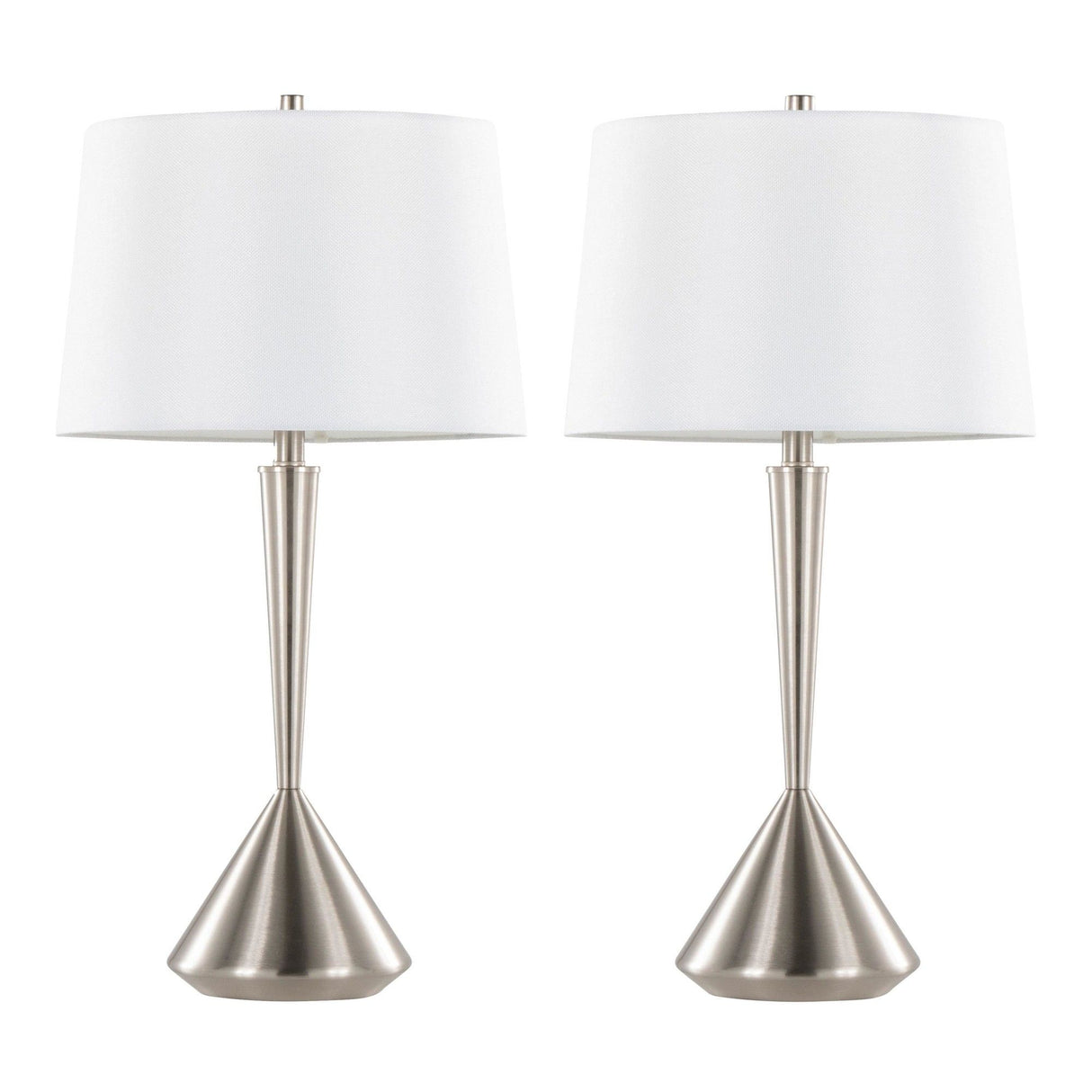 Diva - 29" Metal Table Lamp (Set of 2) - Brushed Nickel / White Linen