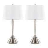 Diva - 29" Metal Table Lamp (Set of 2) - Brushed Nickel / White Linen
