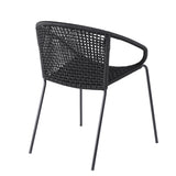 Sydney And Snack - 5 Piece Outdoor Patio Dining Set - Black Rope With Black Eucalyptus Wood