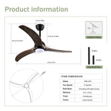 Indoor Outdoor Ceiling Fan With Light With Remote Control, Noiseless Reversible Motor, 6 Speed, 3 Color