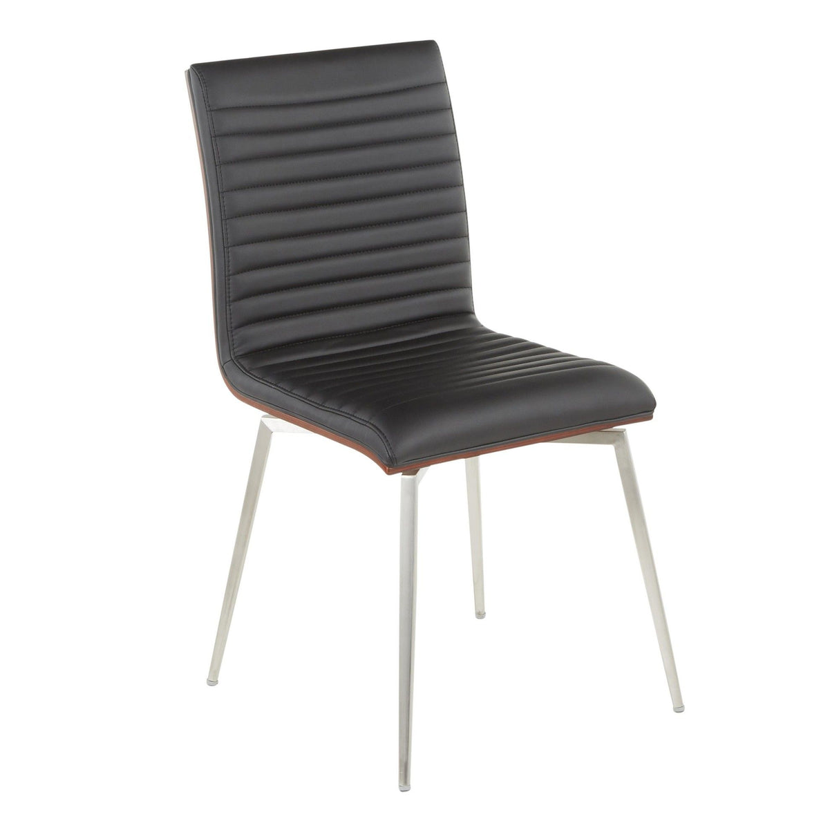Mason - Contemporary Swivel Dining / Accent Chair (Set of 2) - Stainless Steel, Walnut Wood