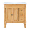 Modern Bathroom Vanity With Ceramic Sink, Soft Close Doors, Adjustable Shelves