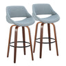 Fabrizzi - 30" Fixed-Height Barstool With Swivel And Round Black Metal Footrest (Set of 2) - Walnut Wood