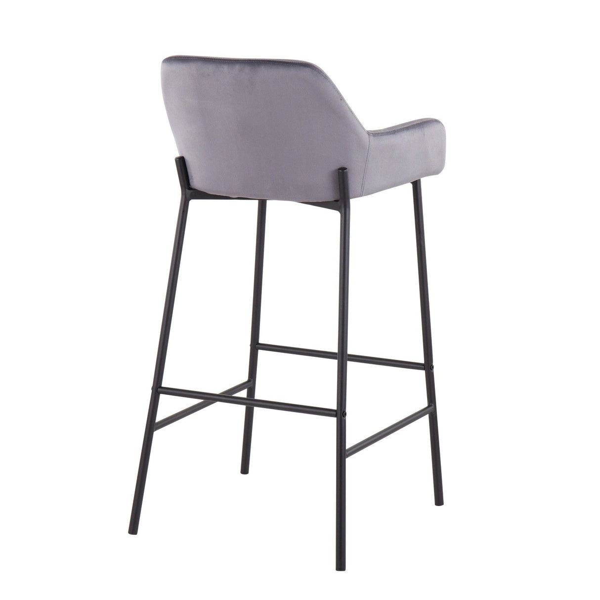 Daniella - Contemporary/Glam Fixed-Height Barstool (Set of 2) - Silver Velvet Fabric