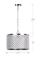Dangle - Drum Metal Pendant Lamp - Polished Nickel, Clear Crystal