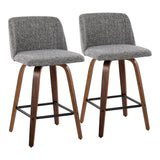 Tintori - Fixed-Height Counter Stool (Set of 2) - Walnut Wood And Square Footrest