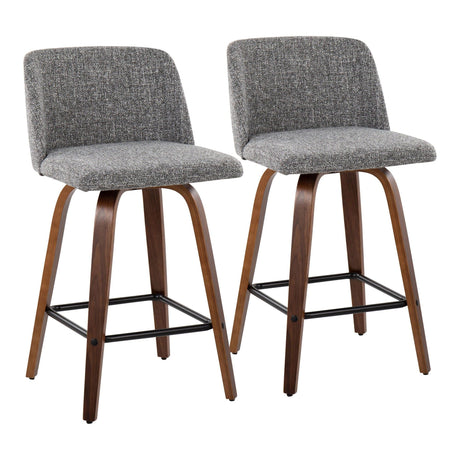 Tintori - Fixed-Height Counter Stool (Set of 2) - Walnut Wood And Square Footrest
