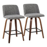 Tintori - Fixed-Height Counter Stool (Set of 2) - Walnut Wood And Square Footrest
