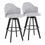 Ahoy - Upholstered Fixed-Height Barstool (Set of 2) - Black Base, Black Footrest