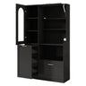 Tall Freestanding Kitchen Pantry Cabinet With Arched Glass Door