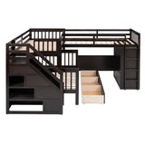 L Shaped Bunk Bed With 3 Drawers, Portable Desk And Wardrobe