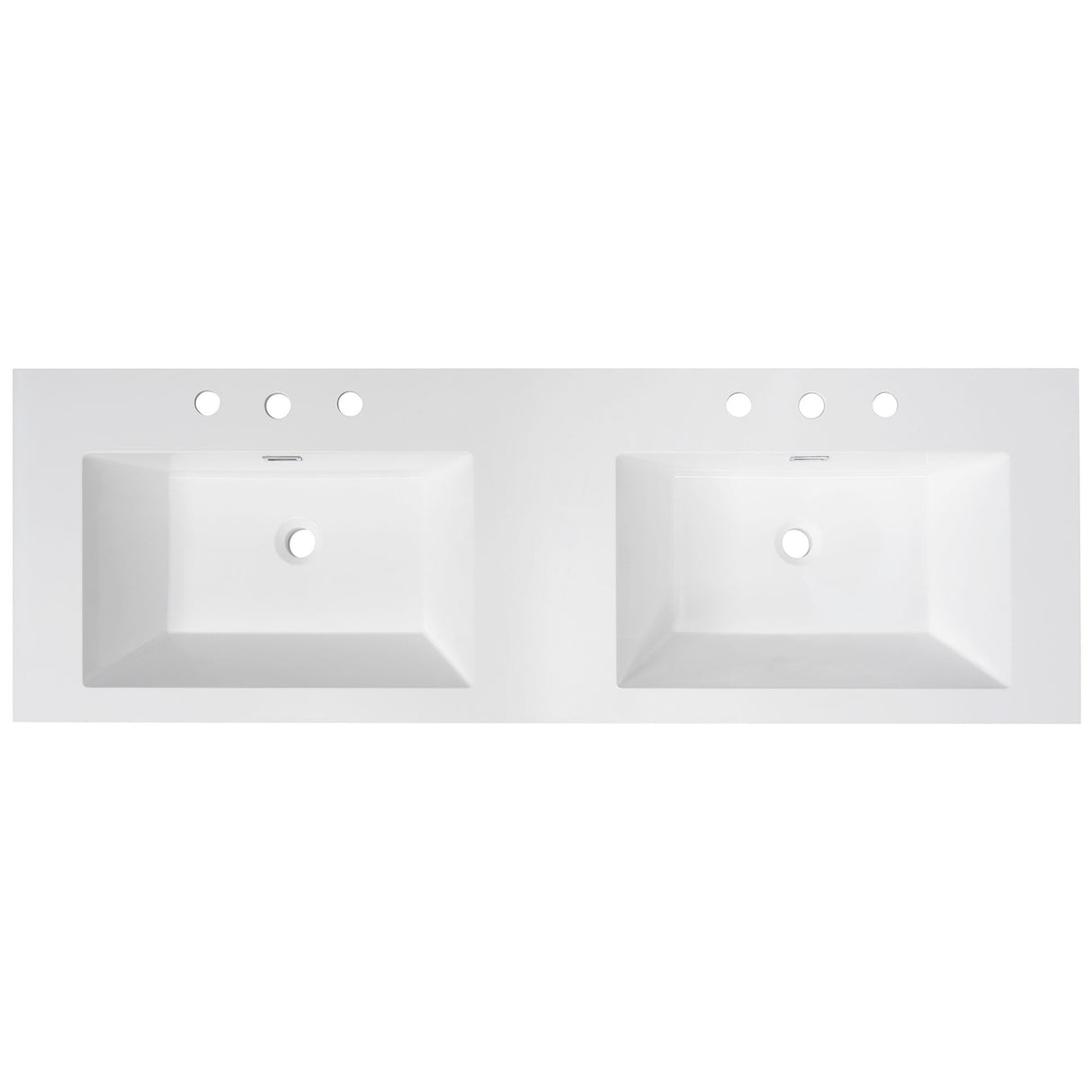 Vanity Top With Undermount Rectangular Double Sinks, Faucet Holes - White