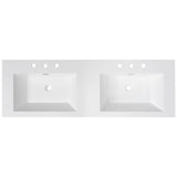 Vanity Top With Undermount Rectangular Double Sinks, Faucet Holes - White