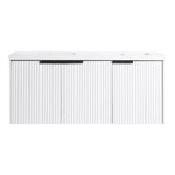 Contemporary Wall Mounted Bathroom Vanity With Resin Double Sink