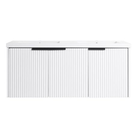 Contemporary Wall Mounted Bathroom Vanity With Resin Double Sink