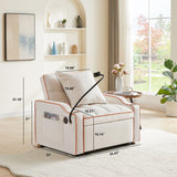 Convertible Velvet 3 In 1 Sofa Bed With Adjustable Sleeper Chair And Multi Pockets