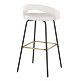 Grotto - Upholstered Fixed-Height Barstool - Black Metal