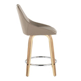 Diana - 24" Fixed-Height Counter Stool With Swivel And Round Chrome Metal Footrest (Set of 2) - Zebra Wood