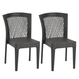 Outdoor Dining Chairs, Stackable Chairs With UV Resistant Frame (Set of 2) - Brown Multi