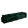 Modern Upholstered 4 Seater Corduroy Fabric Sofa With Arm And Throw Pillows