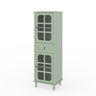 Storage Cabinet, Freestanding Curio Cabinet With Grid Doors & Drawer, Pantry Display Cabinet For Kitchen