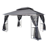 Patio Gazebo Tent With Ventilated Double Roof And Mosquito Net For Backyard Or Garden