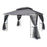 Patio Gazebo Tent With Ventilated Double Roof And Mosquito Net For Backyard Or Garden