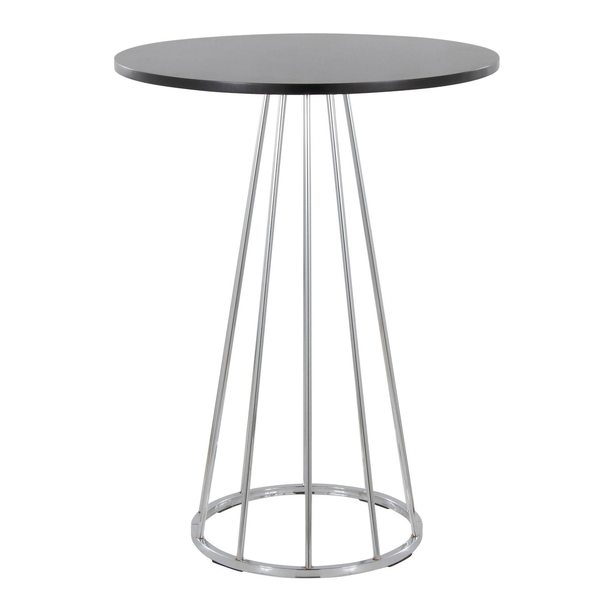 Canary - Counter Table - Chrome Metal, Black Mdf