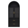 Arched Top Storage Cabinet With Fixed 2 Tier Shelves, 2 Large Drawers