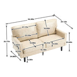 Mid Century Modern Loveseat Sofa With USB Ports, Removable Pillow Cover