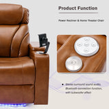 Power Motion Recliner Electric Power Recliner With USB Charging Port, Hidden Arm Storage, Convenient Cup Holder And Bluetooth Speaker