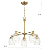 5 Lights Linear Arms With Chain Chandelier - Clear / Gold