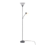 Dual - 72" Floor Lamp - Silver Metal And Frosted White Plastic Shades
