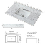 Elegant Sintered Stone Bathroom Vanity Top With Rectangular Undermount Ceramic Sink